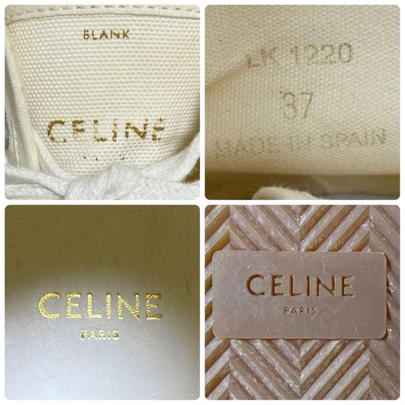 Celine Triomphe Canvas High Cut Sneakers 37 White