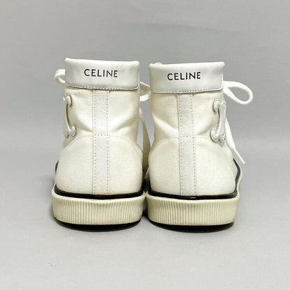 Celine Triomphe Canvas High Cut Sneakers 37 White