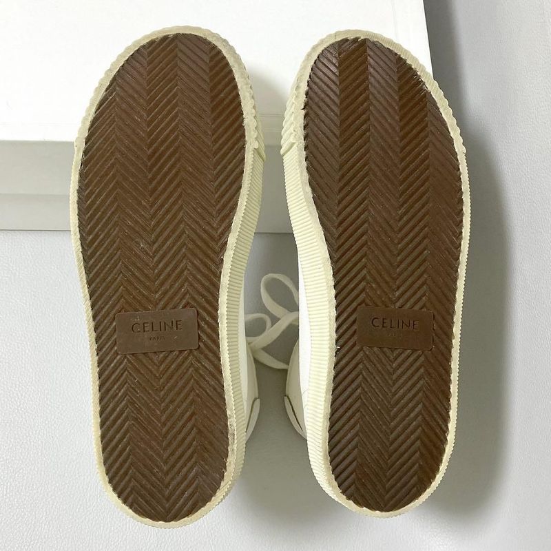 Celine Triomphe Canvas High Cut Sneakers 37 White
