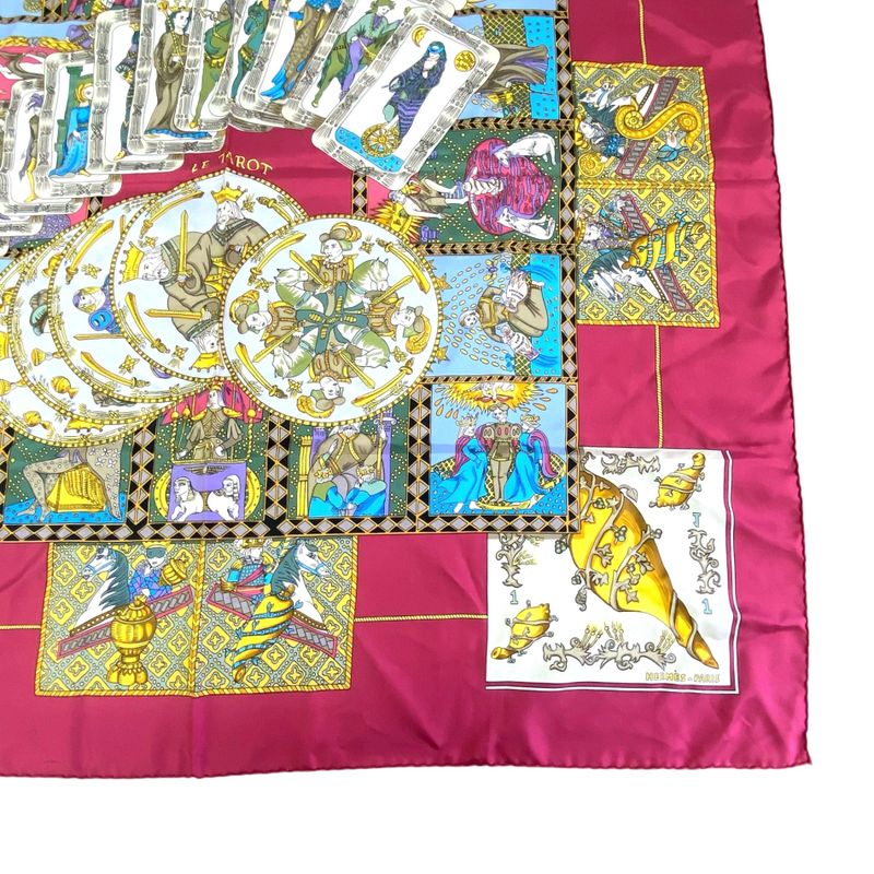 Hermes Scarf Silk Carre 90 LE Tarot Card Multicolor