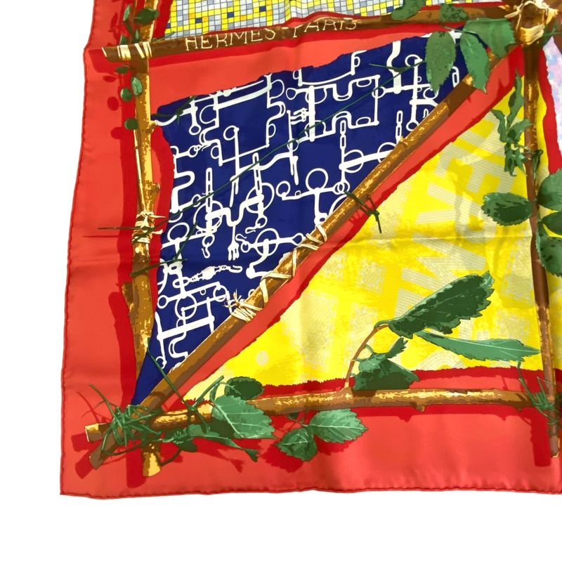 Hermes Scarf Silk Carre90 LE Robinson CHIC Robinson Multicolor
