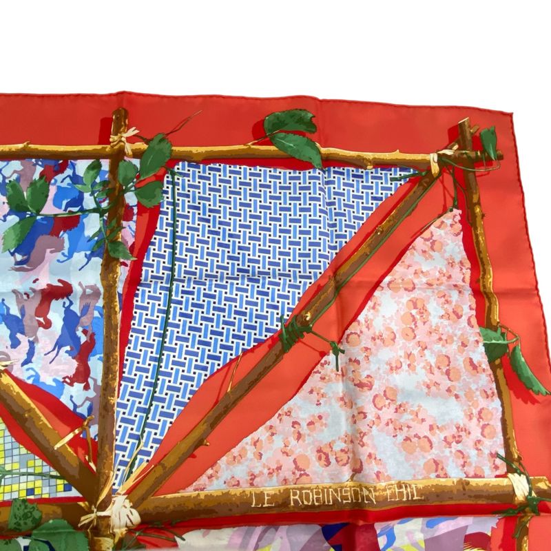 Hermes Scarf Silk Carre90 LE Robinson CHIC Robinson Multicolor