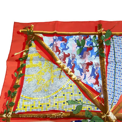Hermes Scarf Silk Carre90 LE Robinson CHIC Robinson Multicolor