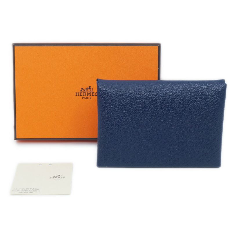 Hermes Calvi Duo Blue-navy-silver-hardware K Stamp Manufactured In 2025