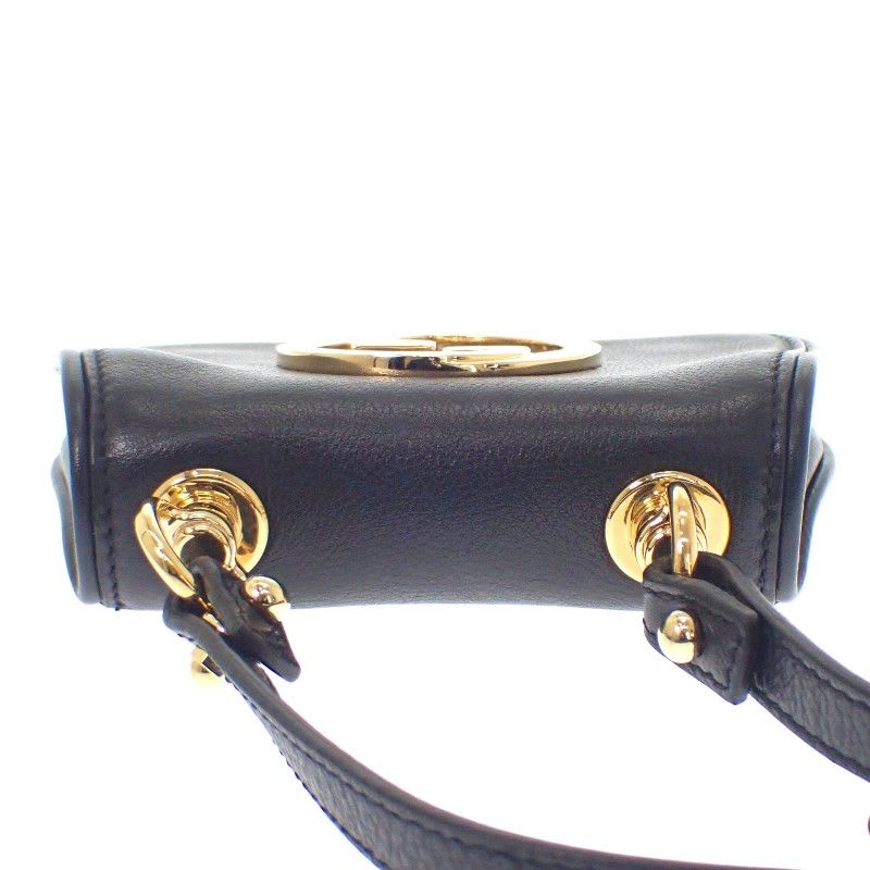 Gucci Blondie Card Case Leather Black Gold Hardware Women's