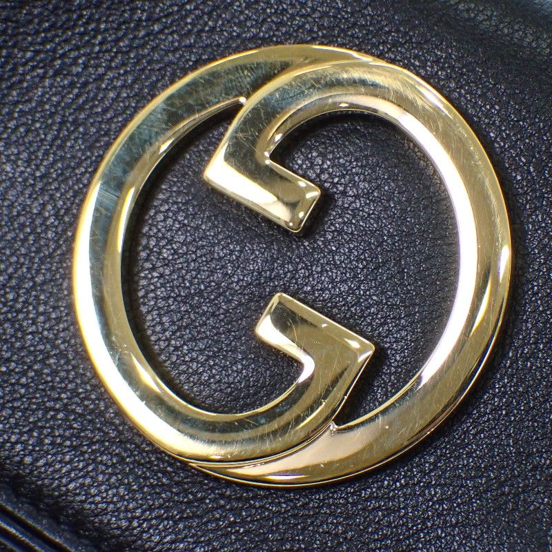 Gucci Blondie Card Case Leather Black Gold Hardware Women's