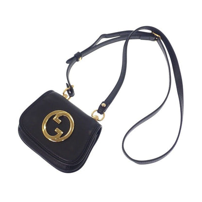 Gucci Blondie Card Case Leather Black Gold Hardware Women's
