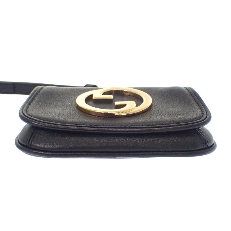 Gucci Blondie Card Case Leather Black Gold Hardware Women's