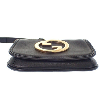 Gucci Blondie Card Case Leather Black Gold Hardware Women's
