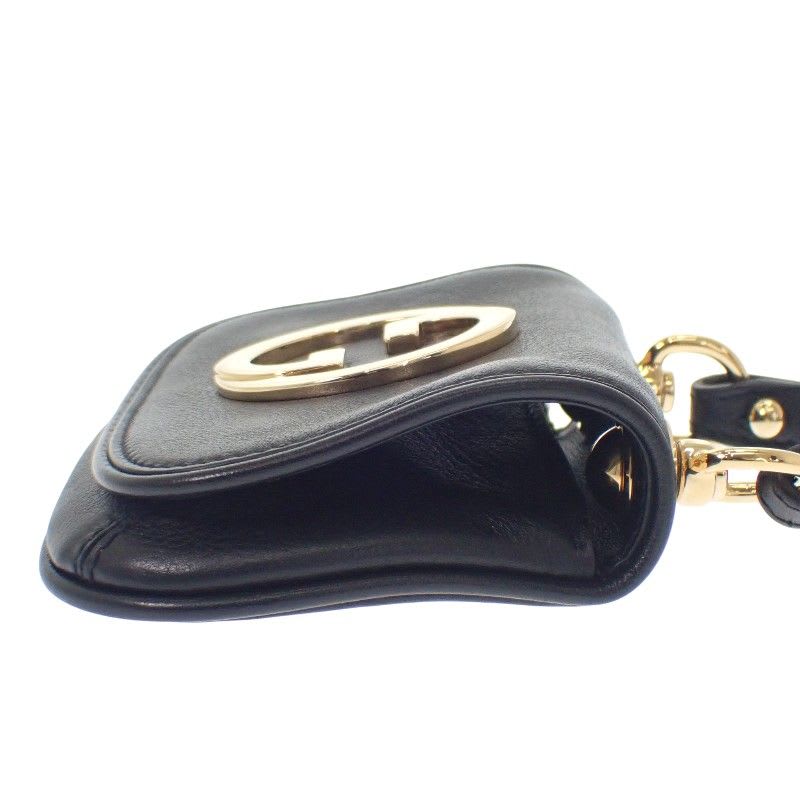 Gucci Blondie Card Case Leather Black Gold Hardware Women's