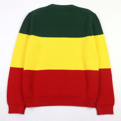 ○louis Vuitton 2021 Hkn67w Logo Embroidery Rasta Color Crew Neck Block Knit
