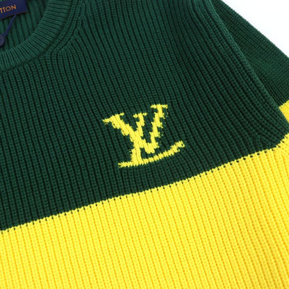 ○louis Vuitton 2021 Hkn67w Logo Embroidery Rasta Color Crew Neck Block Knit