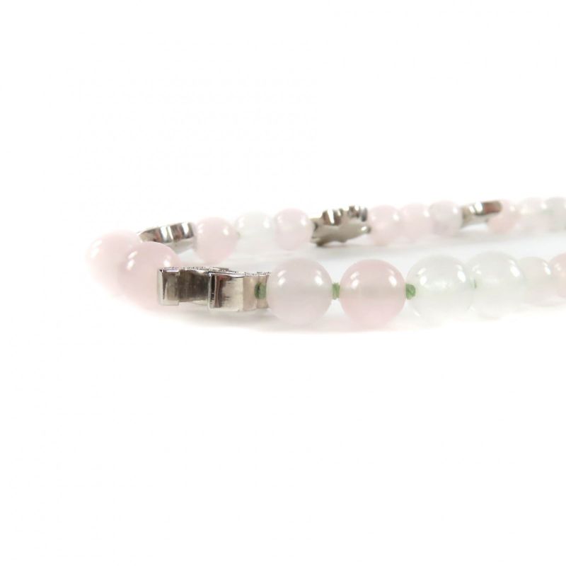 Chanel 2025 B25P Coco Mark Natural Stone Rhinestone Necklace White Pink Silver