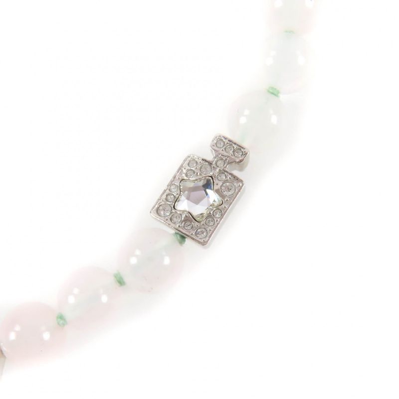 Chanel 2025 B25P Coco Mark Natural Stone Rhinestone Necklace White Pink Silver
