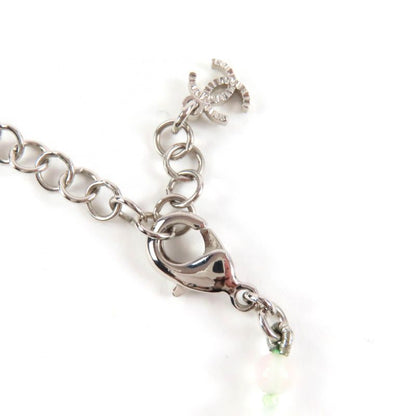 Chanel 2025 B25P Coco Mark Natural Stone Rhinestone Necklace White Pink Silver