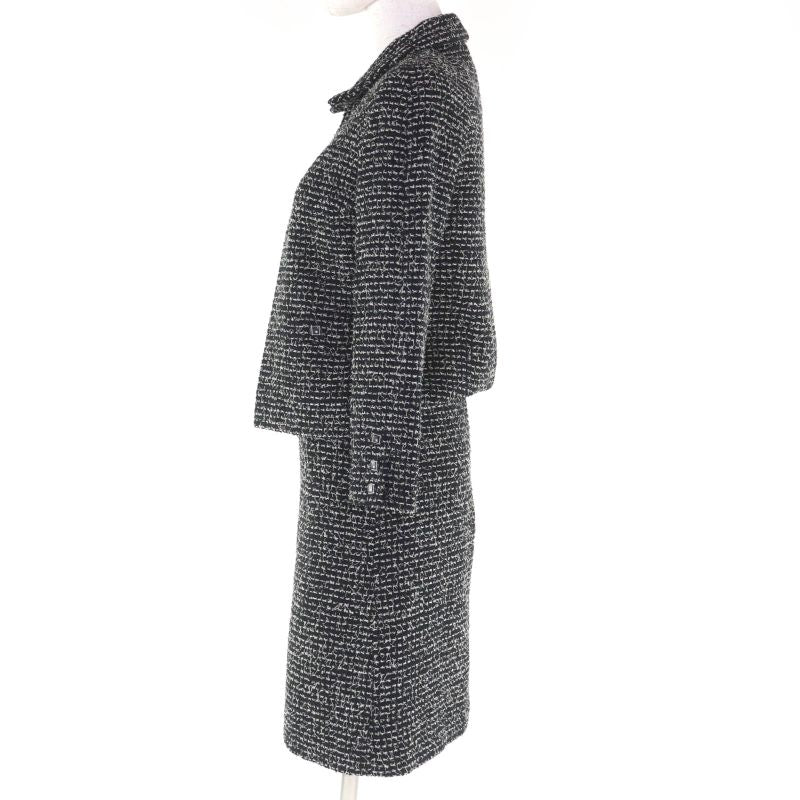 ◇chanel Vintage 03C P20548 P20413 Wool Matelasse Tweed Setup Suit With Coco