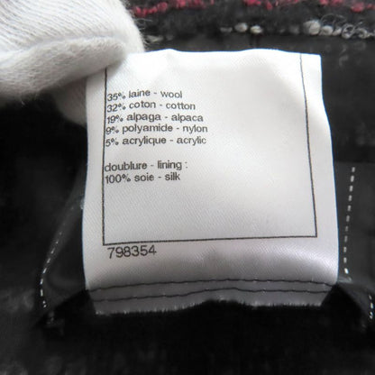 ◇chanel P41820 Wool Alpaca Blend Lining 100% Silk Coco Mark Jacket With Buttons