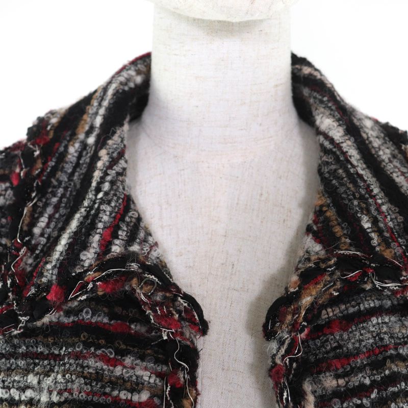 ◇chanel P41820 Wool Alpaca Blend Lining 100% Silk Coco Mark Jacket With Buttons
