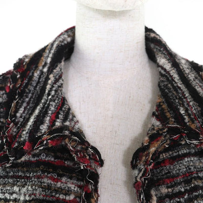 ◇chanel P41820 Wool Alpaca Blend Lining 100% Silk Coco Mark Jacket With Buttons