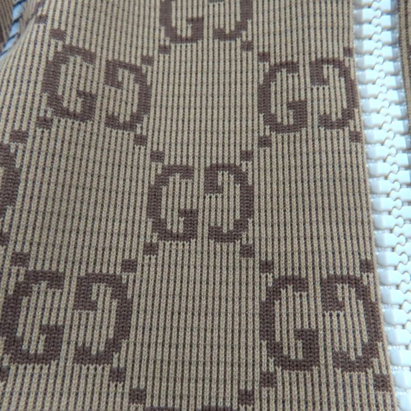 Gucci 715524 GG Pattern Half ZIP Long Sleeve Cropped Tops Brown S Made In Italy