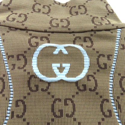 Gucci 715524 GG Pattern Half ZIP Long Sleeve Cropped Tops Brown S Made In Italy