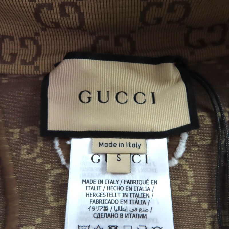 Gucci 715524 GG Pattern Half ZIP Long Sleeve Cropped Tops Brown S Made In Italy