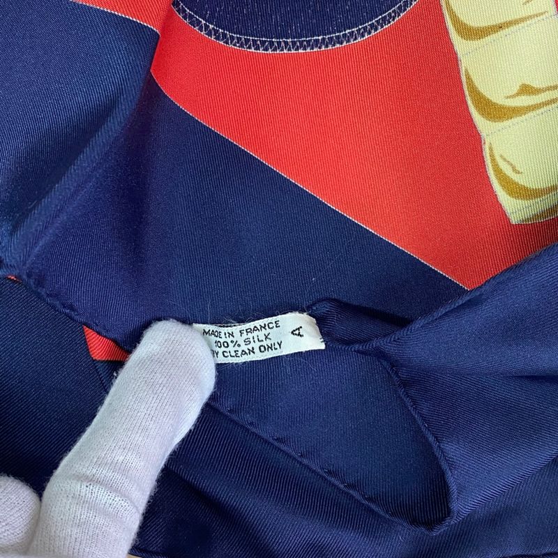 Hermes Carre 90 Scarf Eperon D'or Golden Spurs 100% Silk Navy X Red Box Included