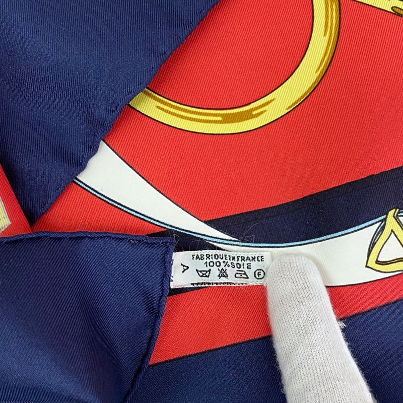 Hermes Carre 90 Scarf Eperon D'or Golden Spurs 100% Silk Navy X Red Box Included