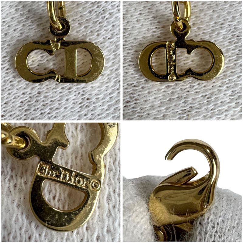 Christian Dior Rhinestone Oval Shape Necklace Gold Hardware Vintage