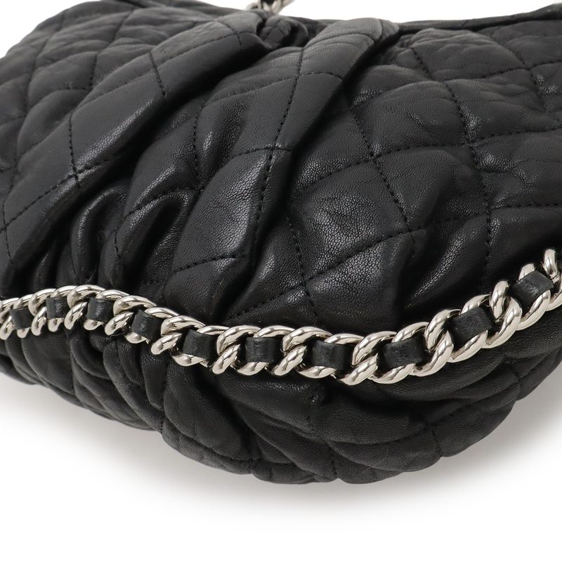 Chanel Matelasse Luxury Chain Around Chain Shoulder Lambskin Leather Black