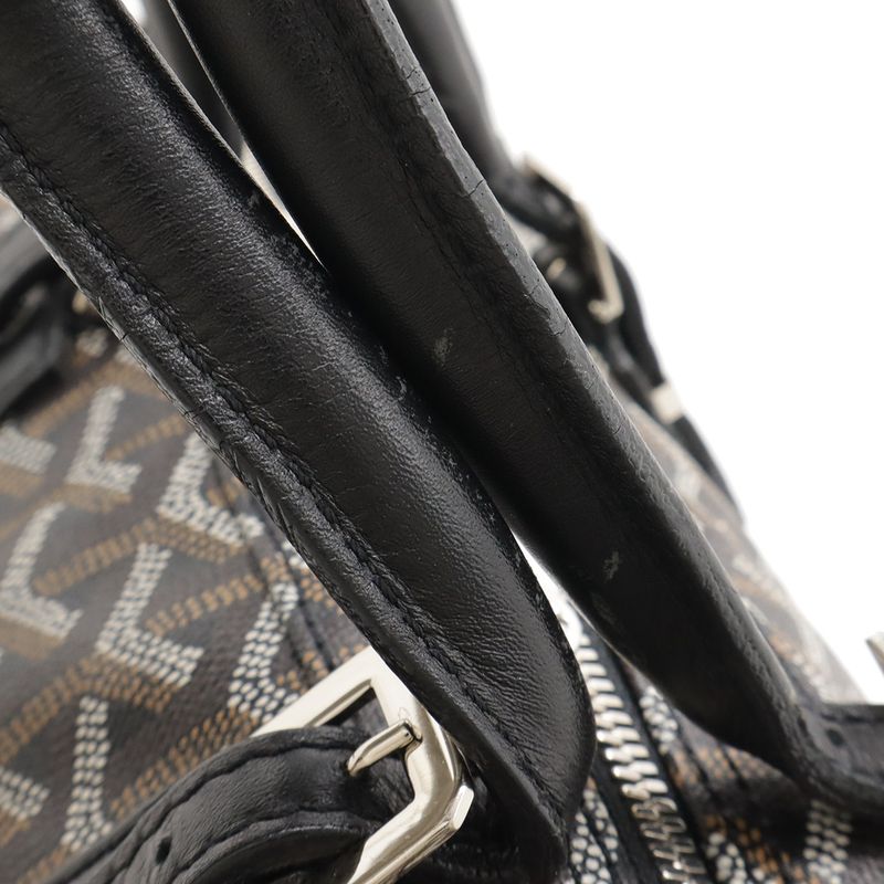Goyard Croisjour 40 Handbag Mini Boston Bag Herringbone Pattern PVC Black Brown