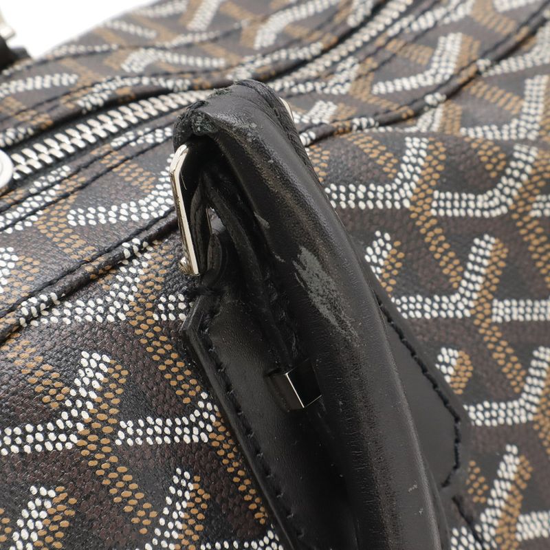 Goyard Croisjour 40 Handbag Mini Boston Bag Herringbone Pattern PVC Black Brown