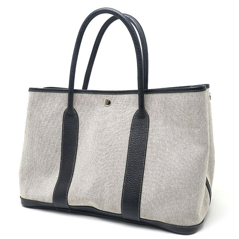 Hermes Garden Party PM Toile Ash Tote Bag *button Repair Marks