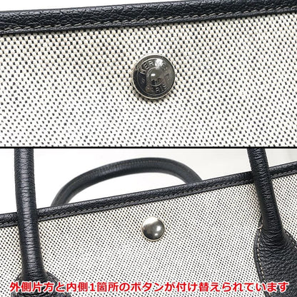 Hermes Garden Party PM Toile Ash Tote Bag *button Repair Marks