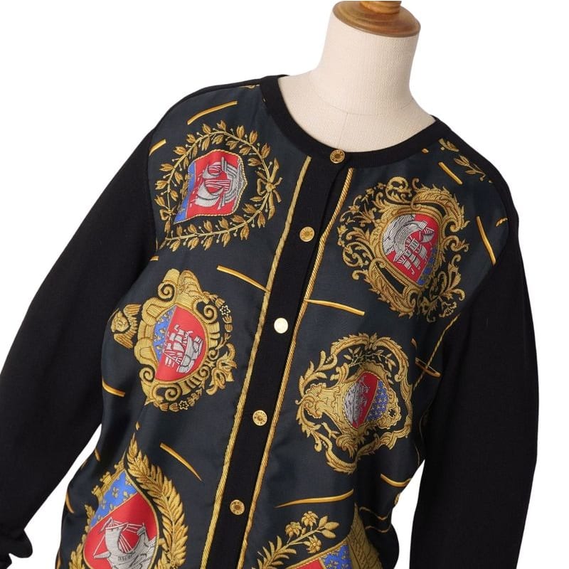 Hermes Cardigan Knit Silk Switching Vintage