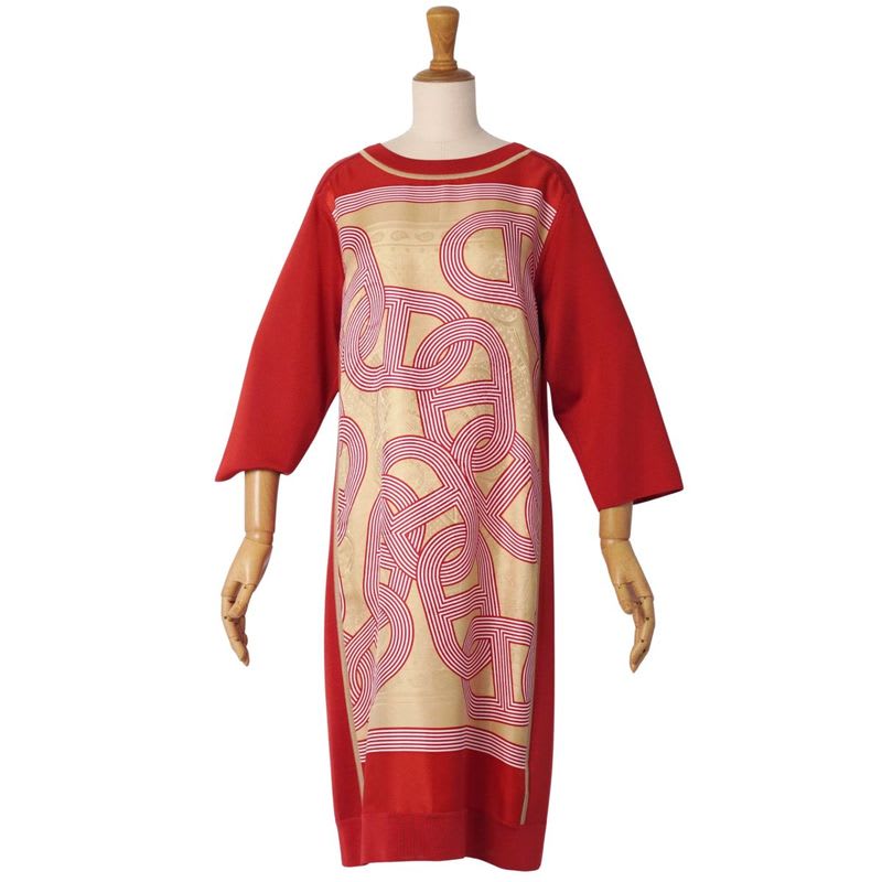 Hermes Dress 21 SS 3/4 Sleeve Silk Cut Replacement Knit