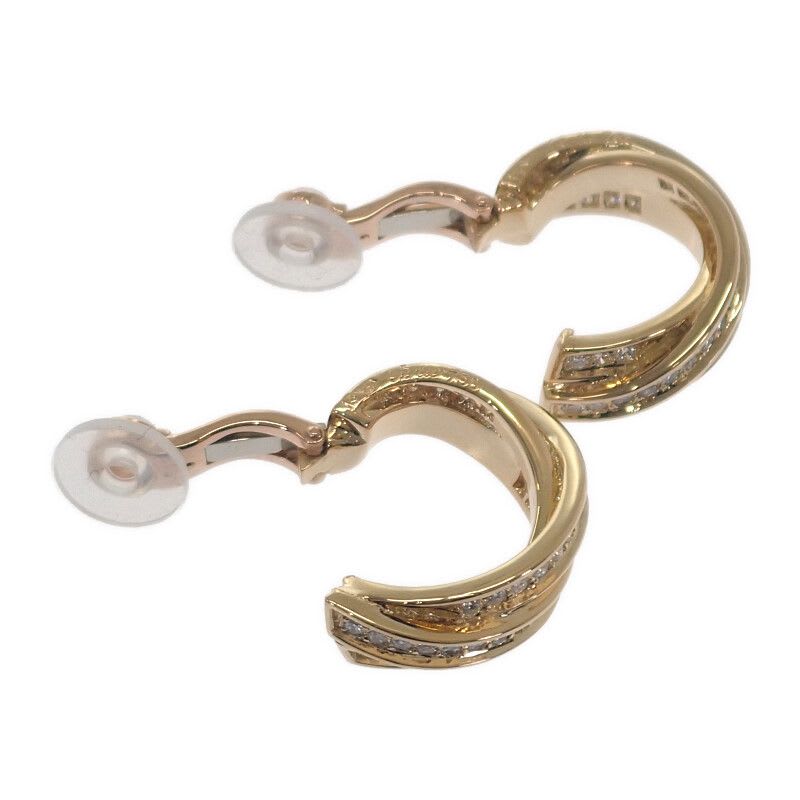 Cartier Trinity Earrings 18K Yellow Gold Diamond Ladies Classic