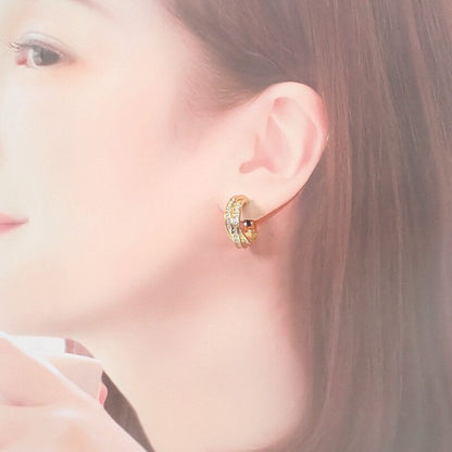 Cartier Trinity Earrings 18K Yellow Gold Diamond Ladies Classic