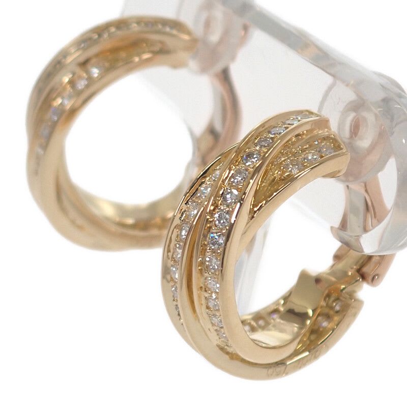 Cartier Trinity Earrings 18K Yellow Gold Diamond Ladies Classic