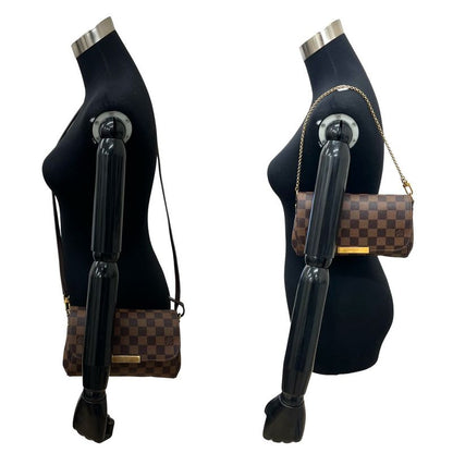 Louis Vuitton Favorite PM Damier Leather 2-Way Mini Shoulder Bag Pochette Brown