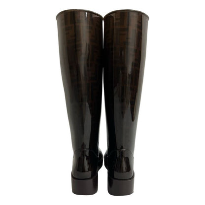 Fendi Zucca FF Logo Pattern Rubber Rain Boots Long Size 39 24.5 cm