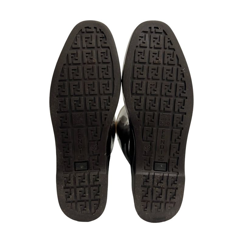 Fendi Zucca FF Logo Pattern Rubber Rain Boots Long Size 39 24.5 cm