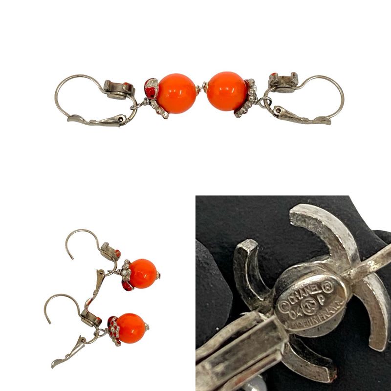 Chanel Coco Mark Flower Ladybug Motif GP Earrings Accessories 04P