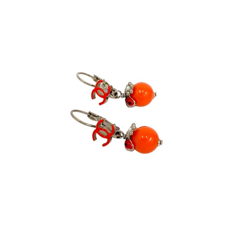 Chanel Coco Mark Flower Ladybug Motif GP Earrings Accessories 04P