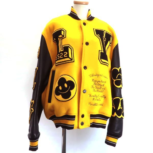 Louis Vuitton 22SS Leather Embroidered Varsity Stadium Jacket Rm221 IZ3 Hml81e