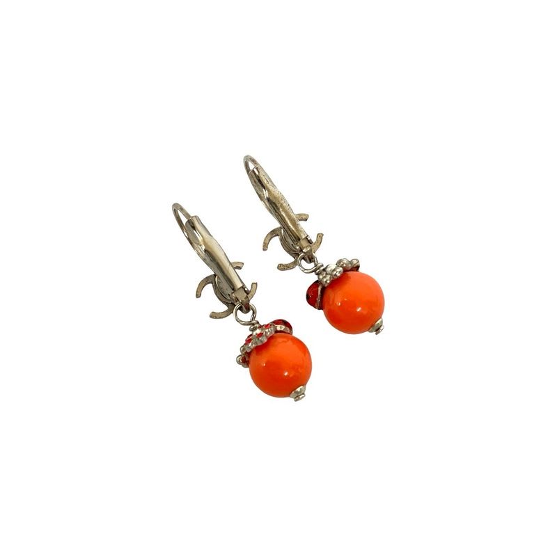 Chanel Coco Mark Flower Ladybug Motif GP Earrings Accessories 04P