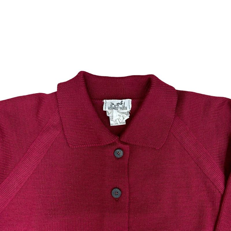 Hermes Wool Sweater Knit Top S Size Women's Wine Red 84021