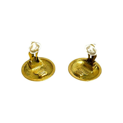 Chanel Vintage Coco Mark Motif GP Earrings Ear Cuff Accessory Gold 95P