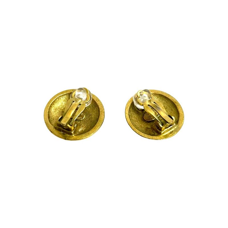 Chanel Vintage Coco Mark Motif GP Earrings Ear Cuff Accessory Gold 95P
