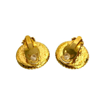 Chanel Vintage Coco Mark Motif GP Earrings Ear Cuff Accessory 96A